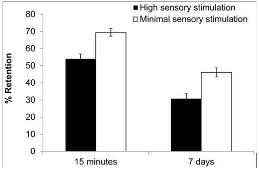 minimal sensory stimulation increases memory